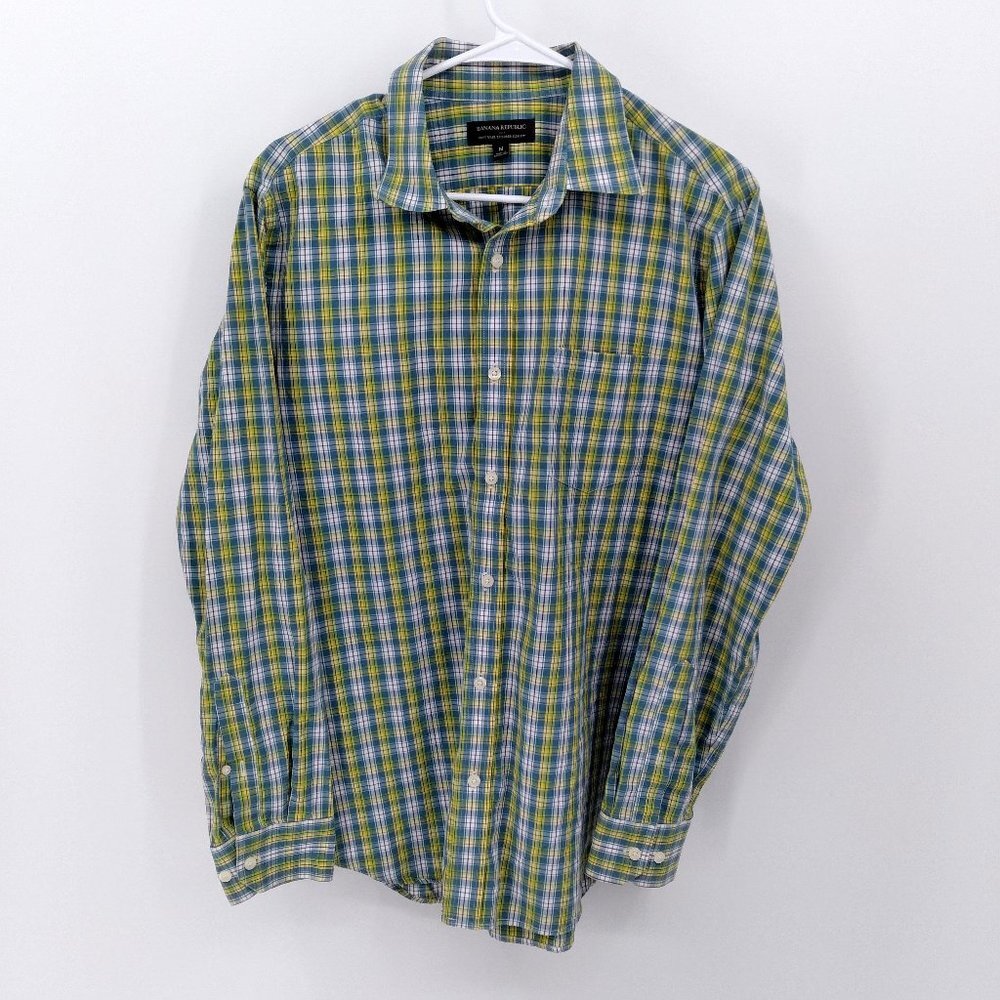 Banana Republic Shirt Mens Medium Slim Fit Button-Down Multi Plaid Long Sleeve